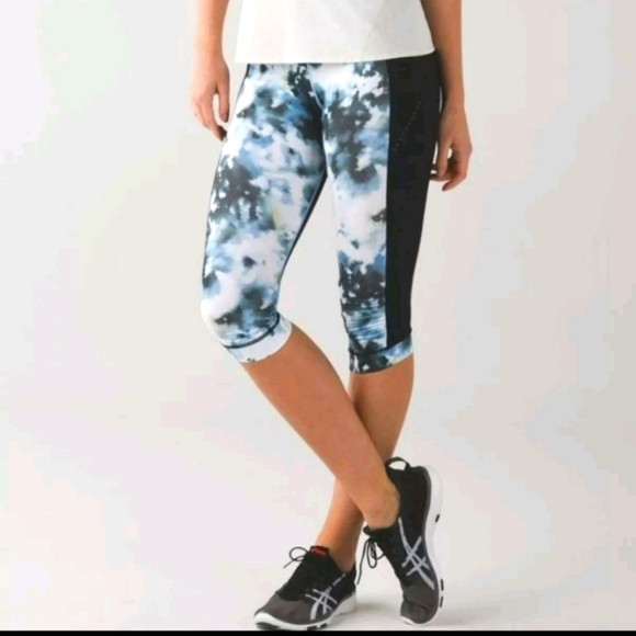 Lululemon Sz 4 Leggings Stop At Nothing Crop Blooming Pixie Tie Dye - Picture 1 of 10